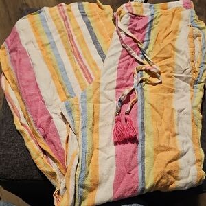 ECI Striped Pants Bohemian Flare Small Casual Beach Wide Leg Summer Women